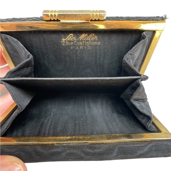 Vintage Wallet Black Moire Fabric Leo Miller Made in Paris France - Picture 6 of 9